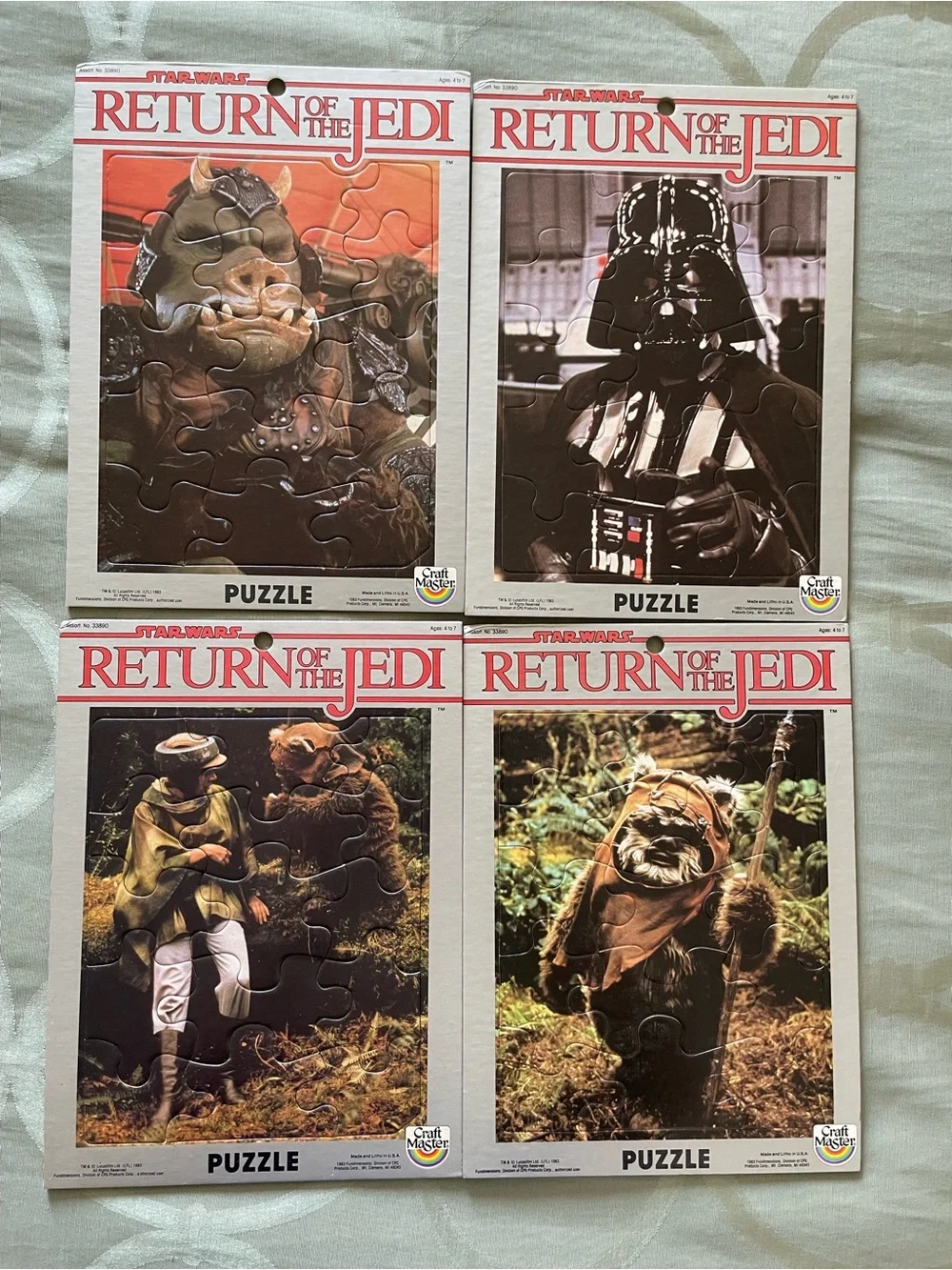 Star Wars Return Of The Jedi Craft Master Puzzles 1983 Lot Of 4 Vintage